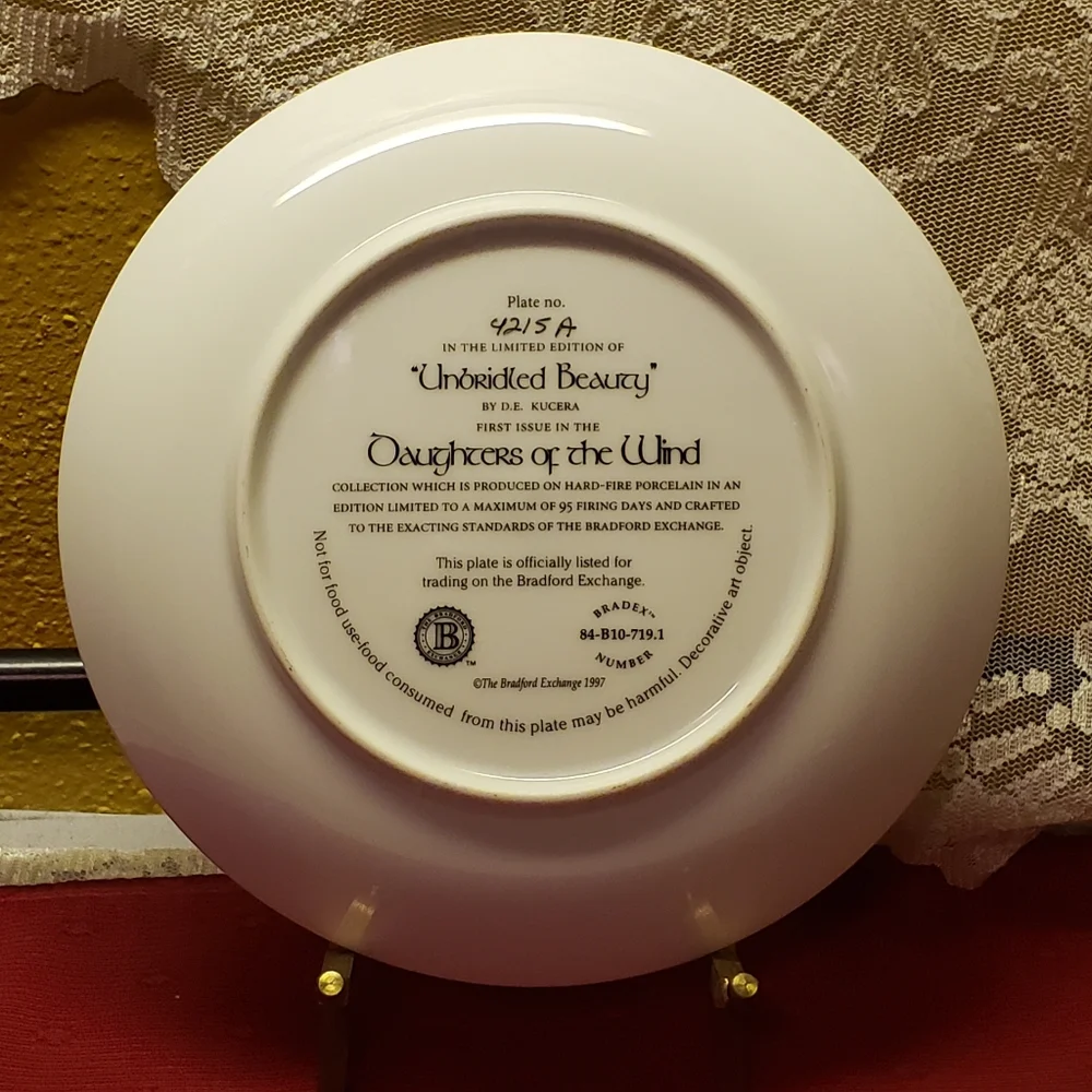 Vtg '97 Plate Unbridled Beauty D.E.Kucera Gold Rim